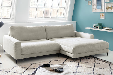 KAWOLA Ecksofa CARA Sofa Cord hellgrau