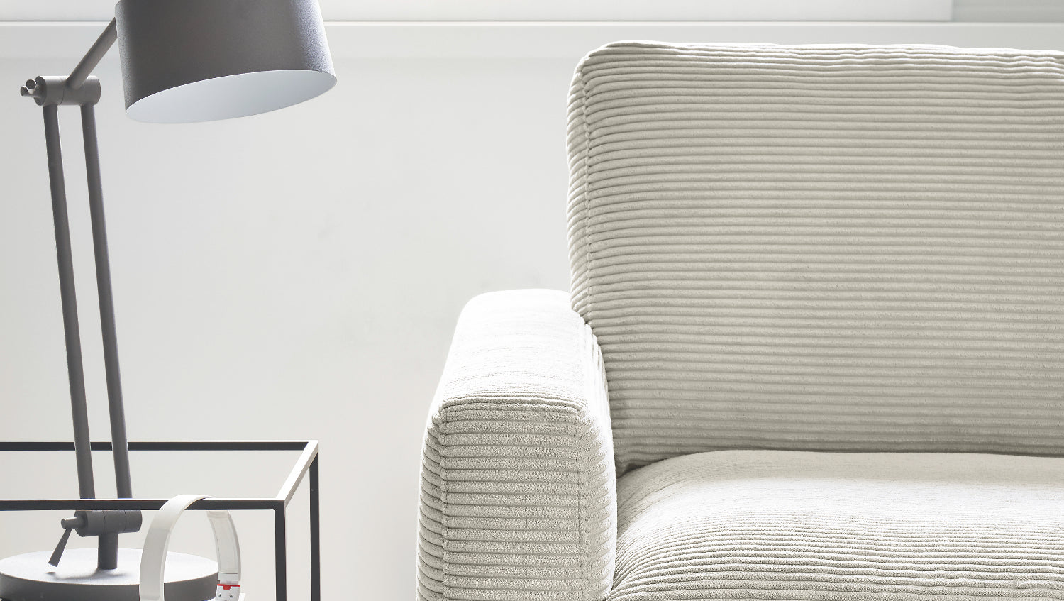 KAWOLA Ecksofa CARA Sofa Cord hellgrau