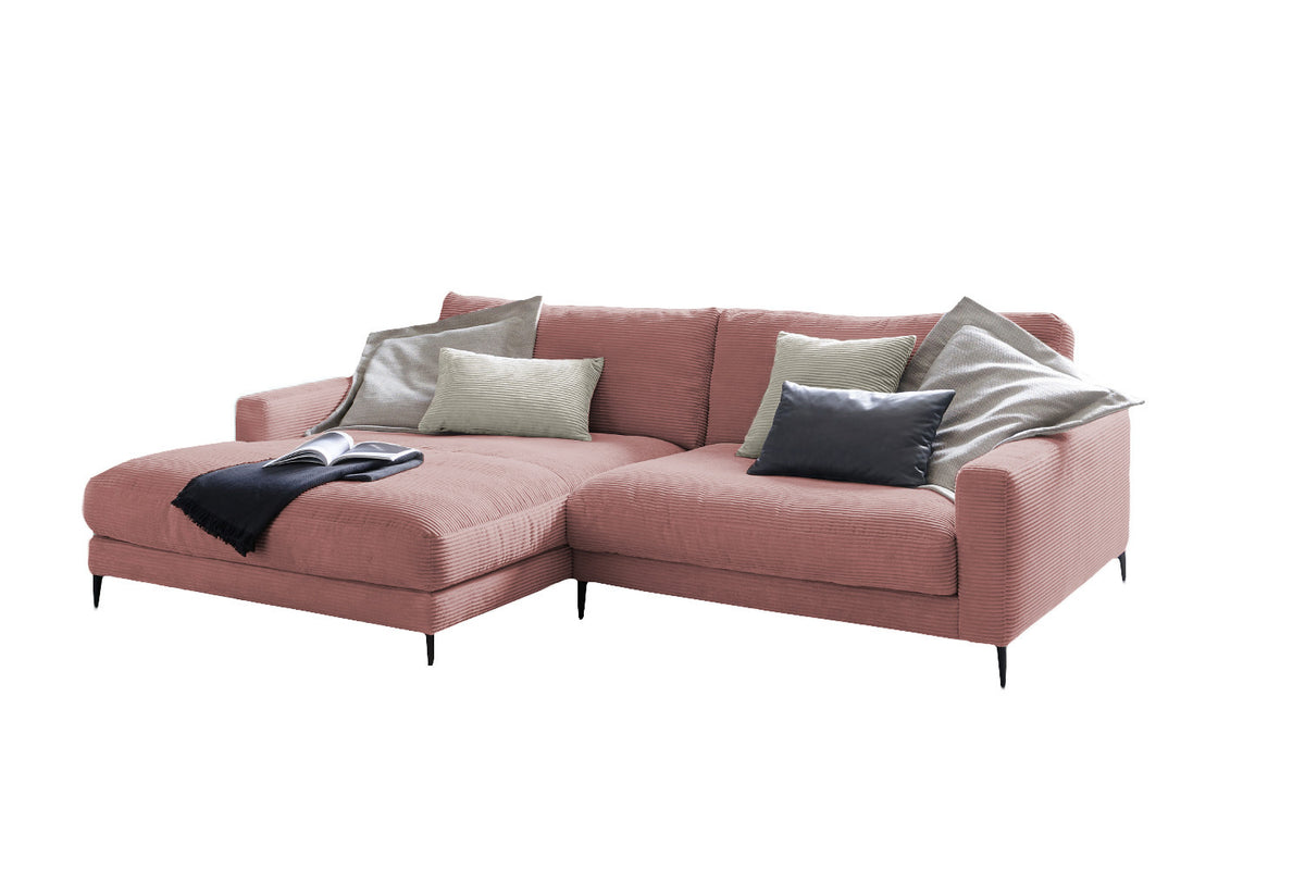 KAWOLA Ecksofa CARA Sofa Cord rosa
