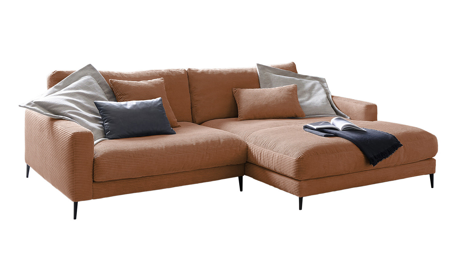 KAWOLA Ecksofa CARA Sofa Cord rost