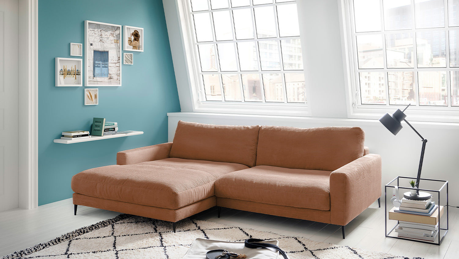 KAWOLA Ecksofa CARA Sofa Cord rost