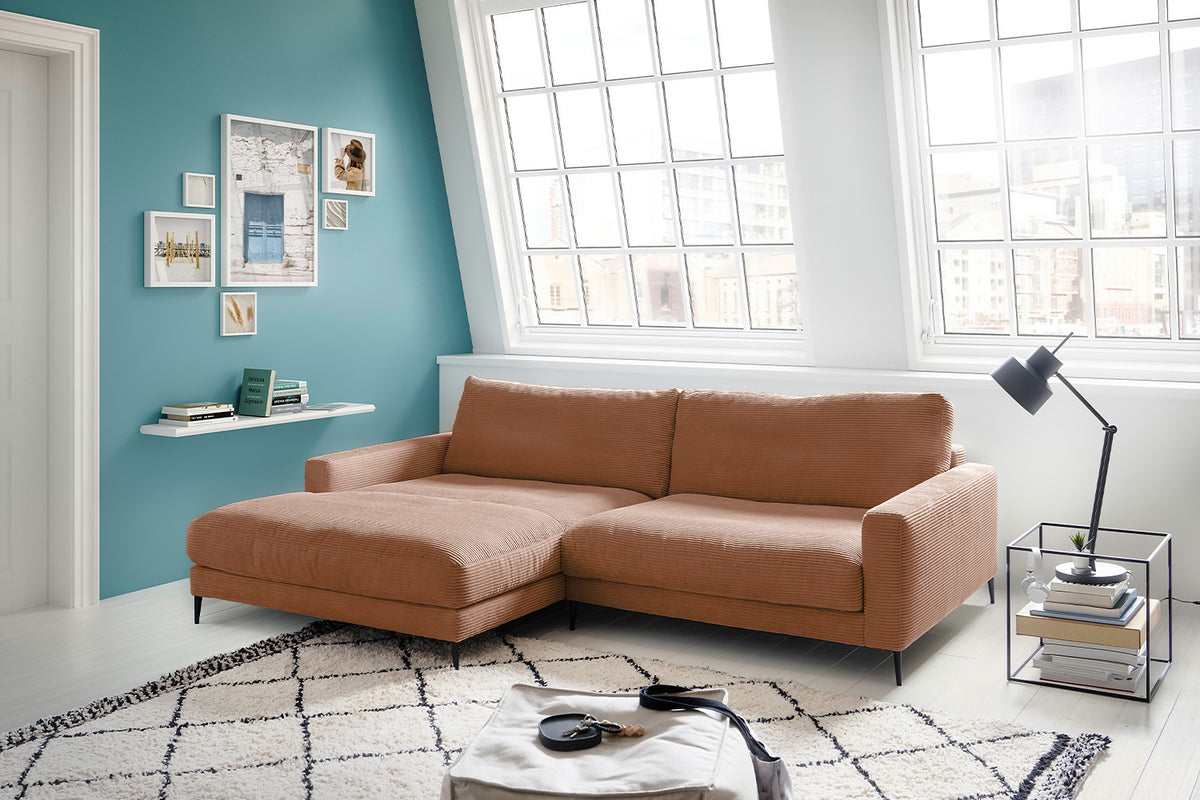 KAWOLA Ecksofa CARA Sofa Cord rost