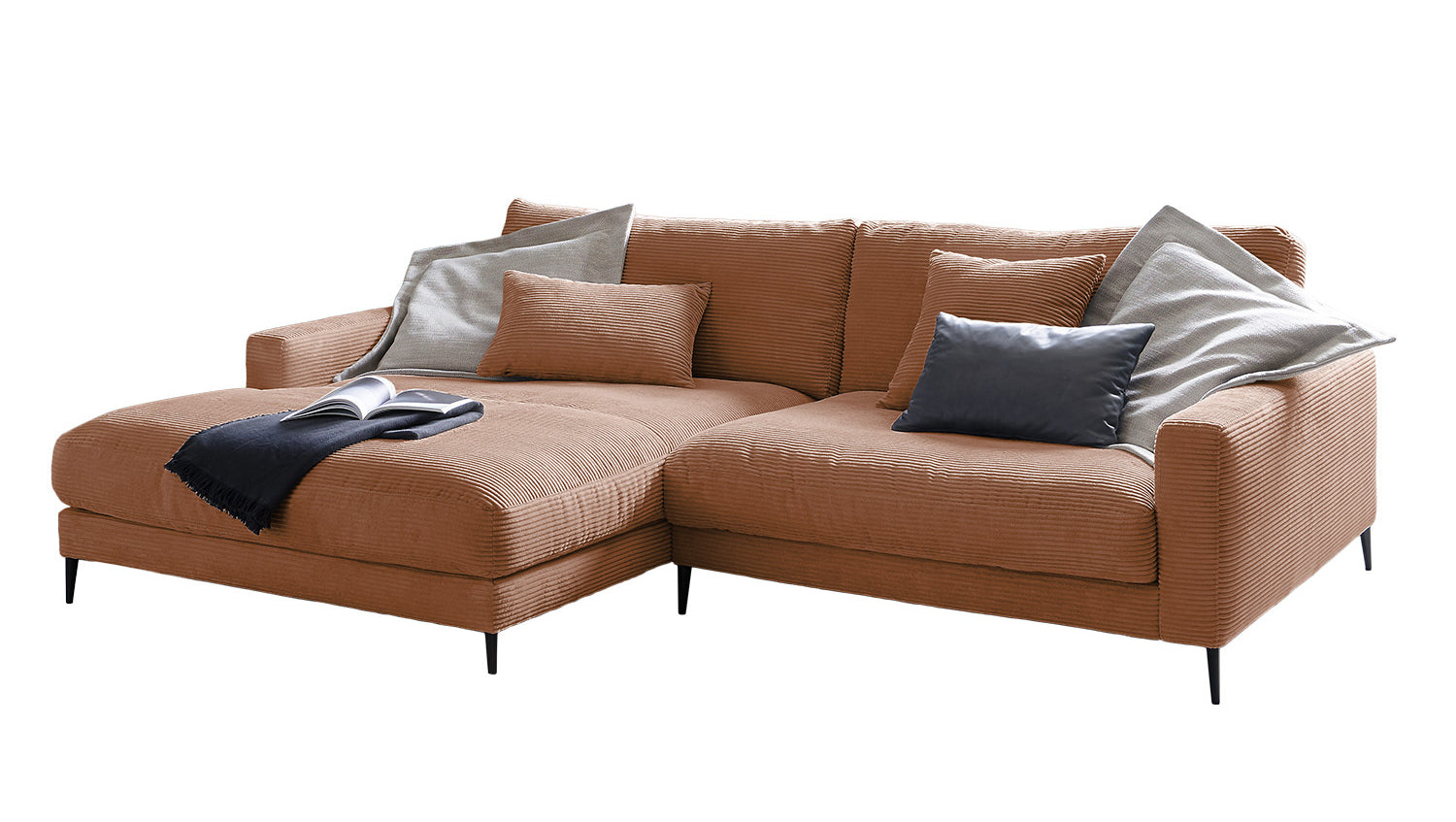KAWOLA Ecksofa CARA Sofa Cord rost