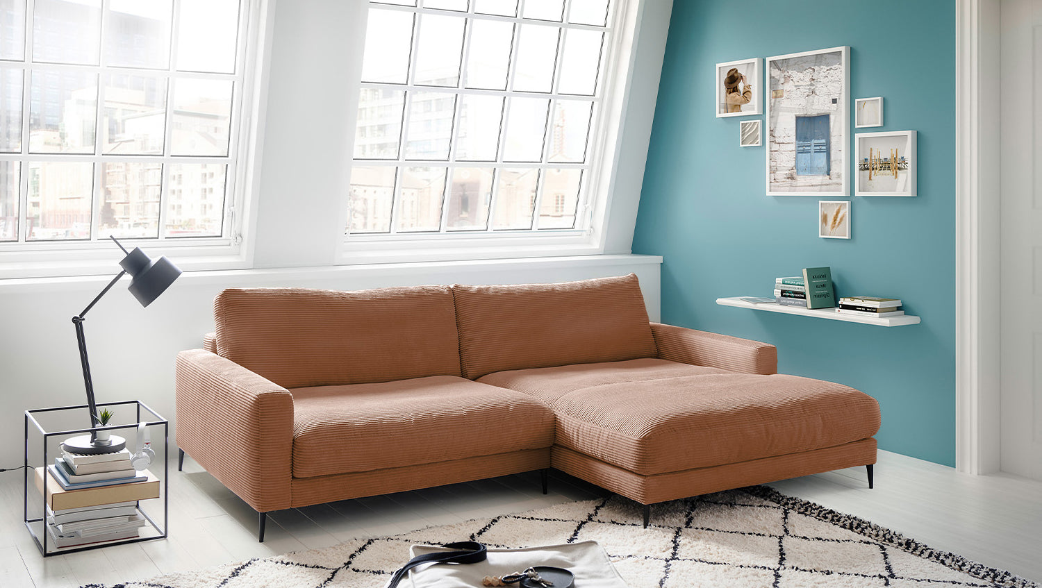 KAWOLA Ecksofa CARA Sofa Cord rost