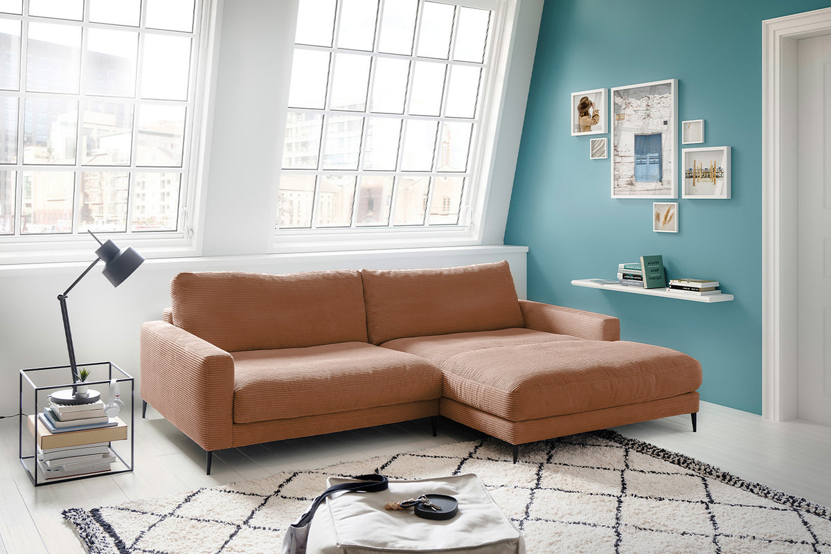 KAWOLA Ecksofa CARA Sofa Cord rost