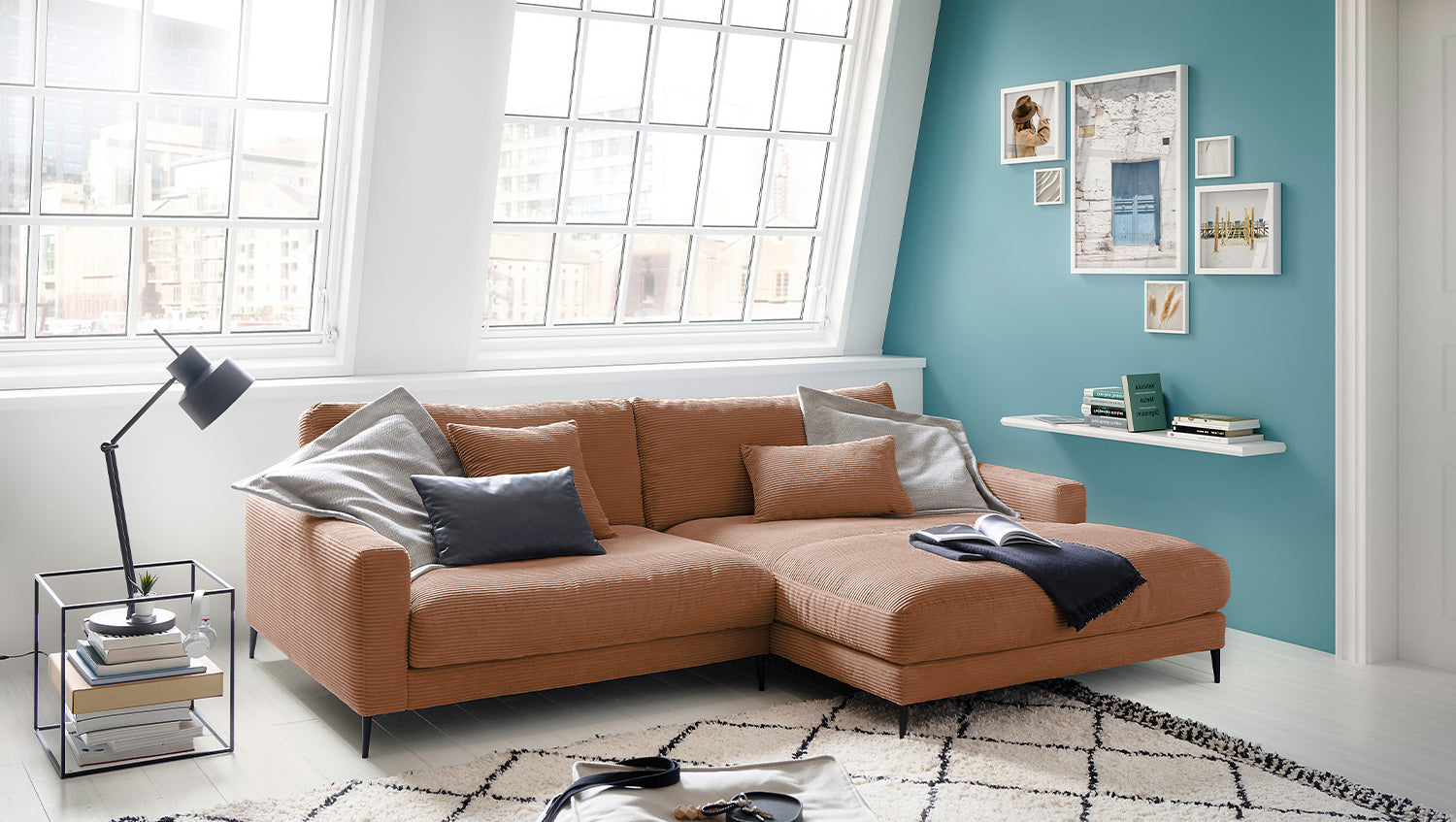 KAWOLA Ecksofa CARA Sofa Cord rost, Rechts