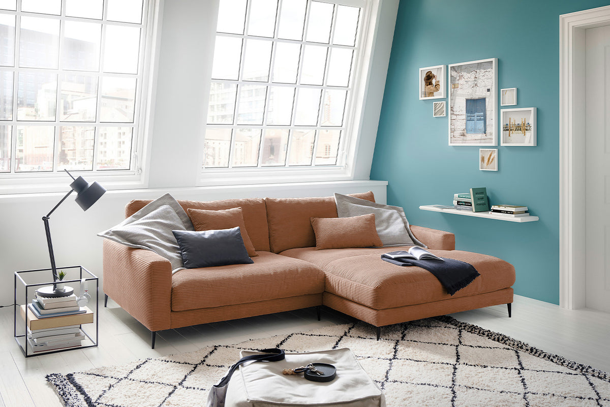 KAWOLA Ecksofa CARA Sofa Cord rost, Rechts