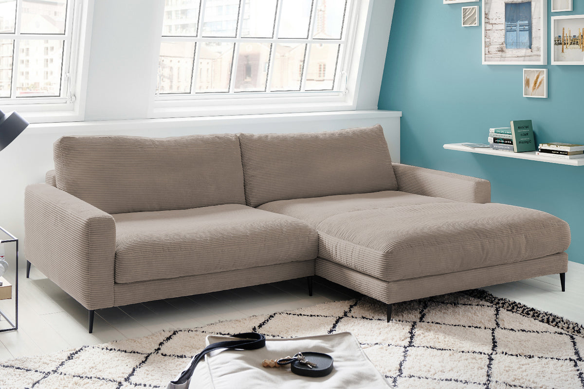 KAWOLA Ecksofa CARA Sofa Cord taupe