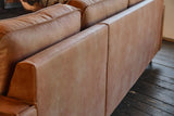 KAWOLA Ecksofa VILNIUS 3-Sitzer mit Longchair Lederfaserstoff cognac