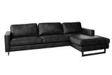 KAWOLA Ecksofa VILNIUS 3-Sitzer mit Longchair Lederfaserstoff schwarz