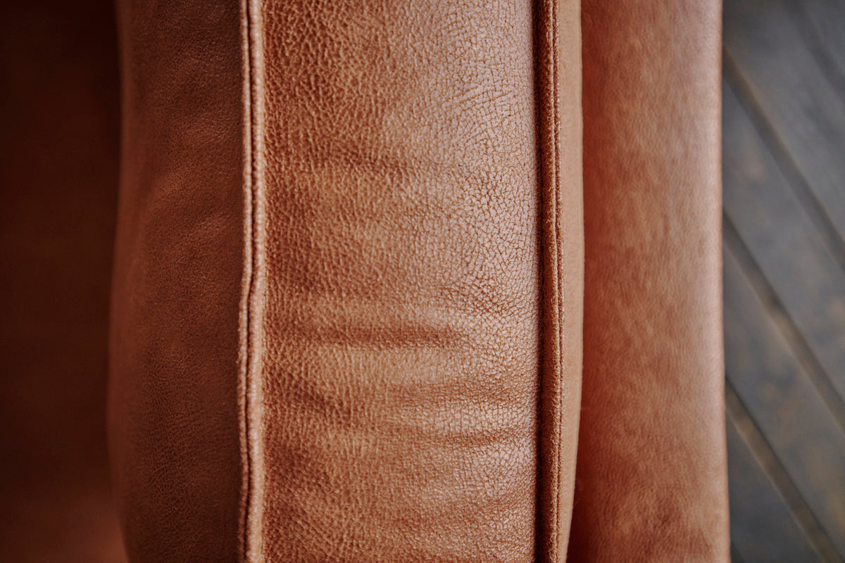 KAWOLA Ecksofa VILNIUS 3-Sitzer mit Recamiere Lederfaserstoff cognac