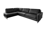 KAWOLA Ecksofa VILNIUS 3-Sitzer mit Recamiere Lederfaserstoff schwarz