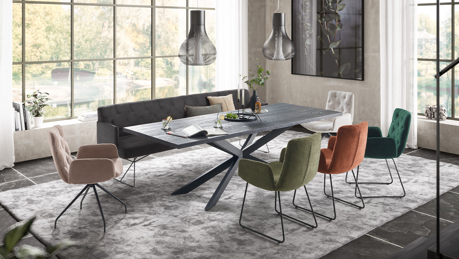 KAWOLA Esszimmerbank CHARME Cord grau