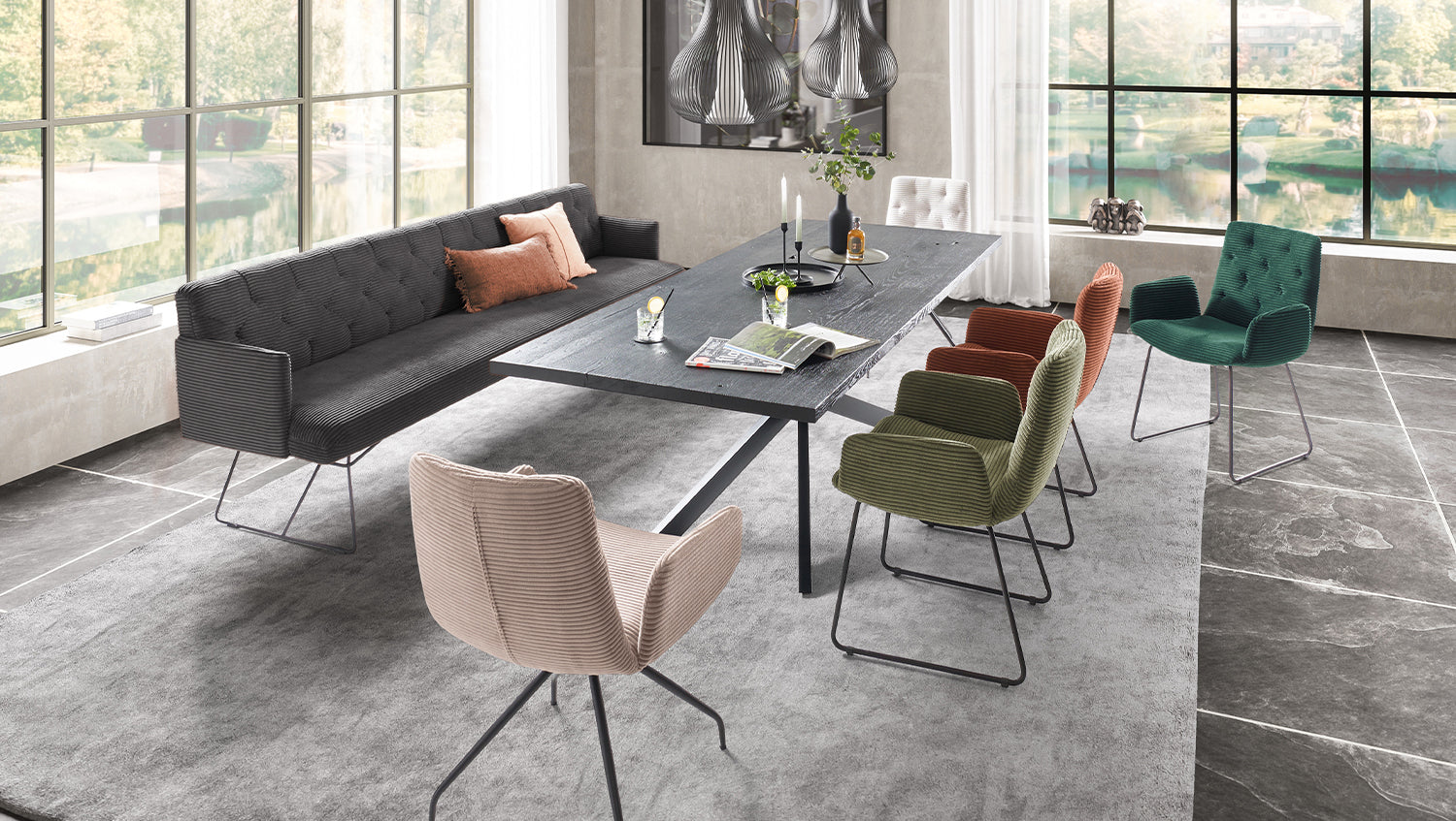 KAWOLA Esszimmerbank CHARME Cord grau