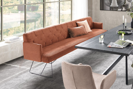 KAWOLA Esszimmerbank CHARME Cord rost, 5-Sitzer