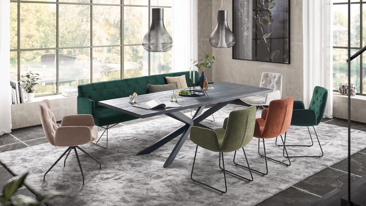 KAWOLA Esszimmerbank CHARME Cord smaragd