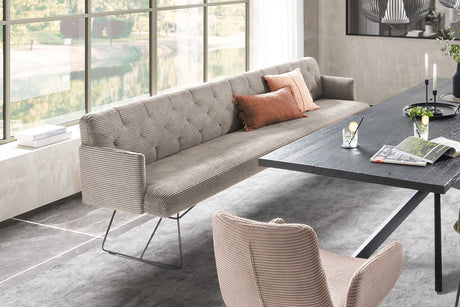 KAWOLA Esszimmerbank CHARME Cord steingrau, 5-Sitzer