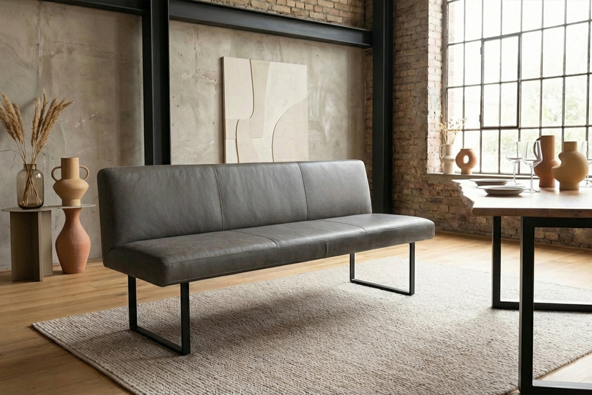 KAWOLA Esszimmerbank ELEEN Leder anthrazit, 3-Sitzer, 243 x 69