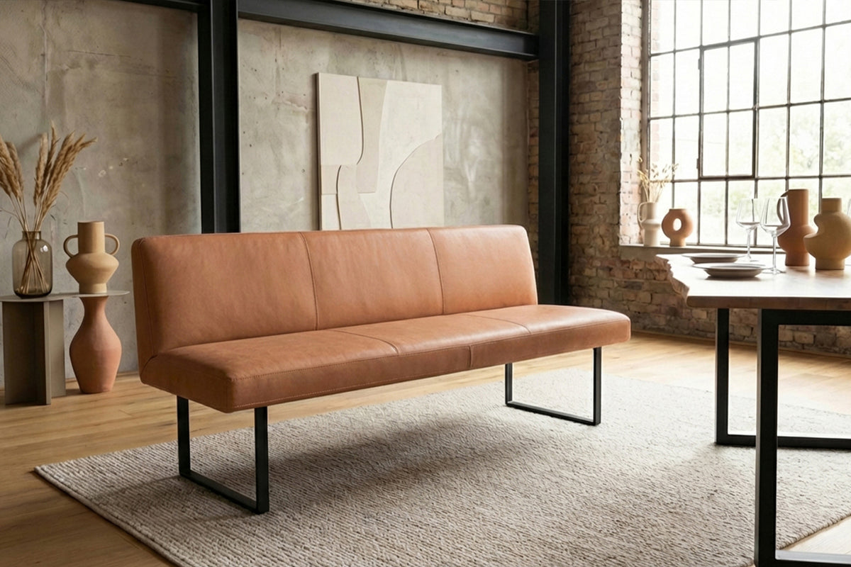 KAWOLA Esszimmerbank ELEEN Leder cognac, 2.5-Sitzer, 203 x 69