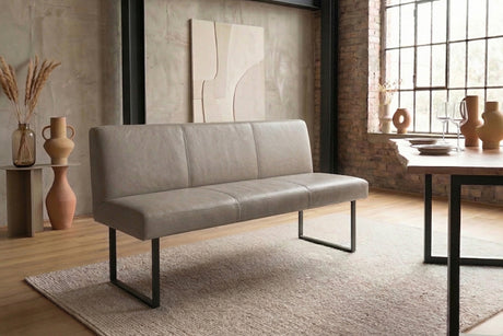 KAWOLA Esszimmerbank ELEEN Leder grau, 2-Sitzer, 123 x 69