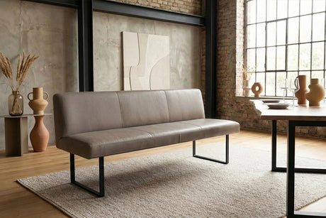 KAWOLA Esszimmerbank ELEEN Leder grau, 3-Sitzer, 223 x 69