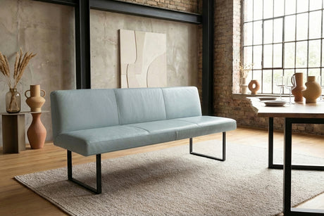 KAWOLA Esszimmerbank ELEEN Leder hellblau, 2-Sitzer, 183 x 69