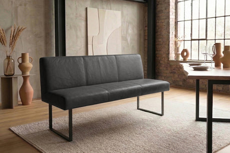 KAWOLA Esszimmerbank ELEEN Leder schwarz, 2-Sitzer, 123 x 69