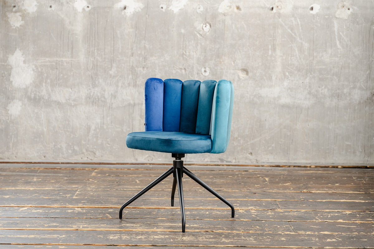 KAWOLA Esszimmerstuhl JADA Drehstuhl Velvet blau