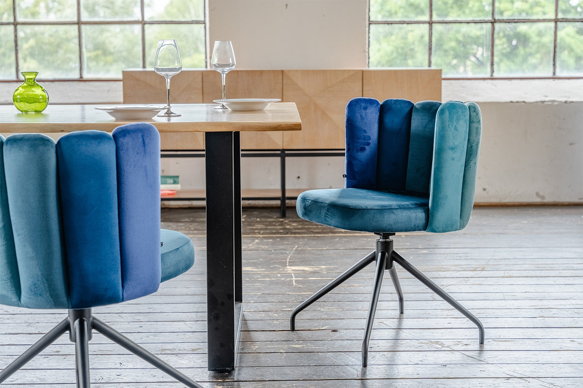 KAWOLA Esszimmerstuhl JADA Drehstuhl Velvet blau