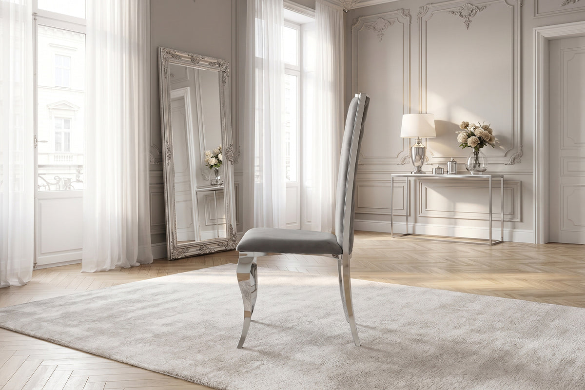 KAWOLA Esszimmerstuhl MORA Barock Velvet grau