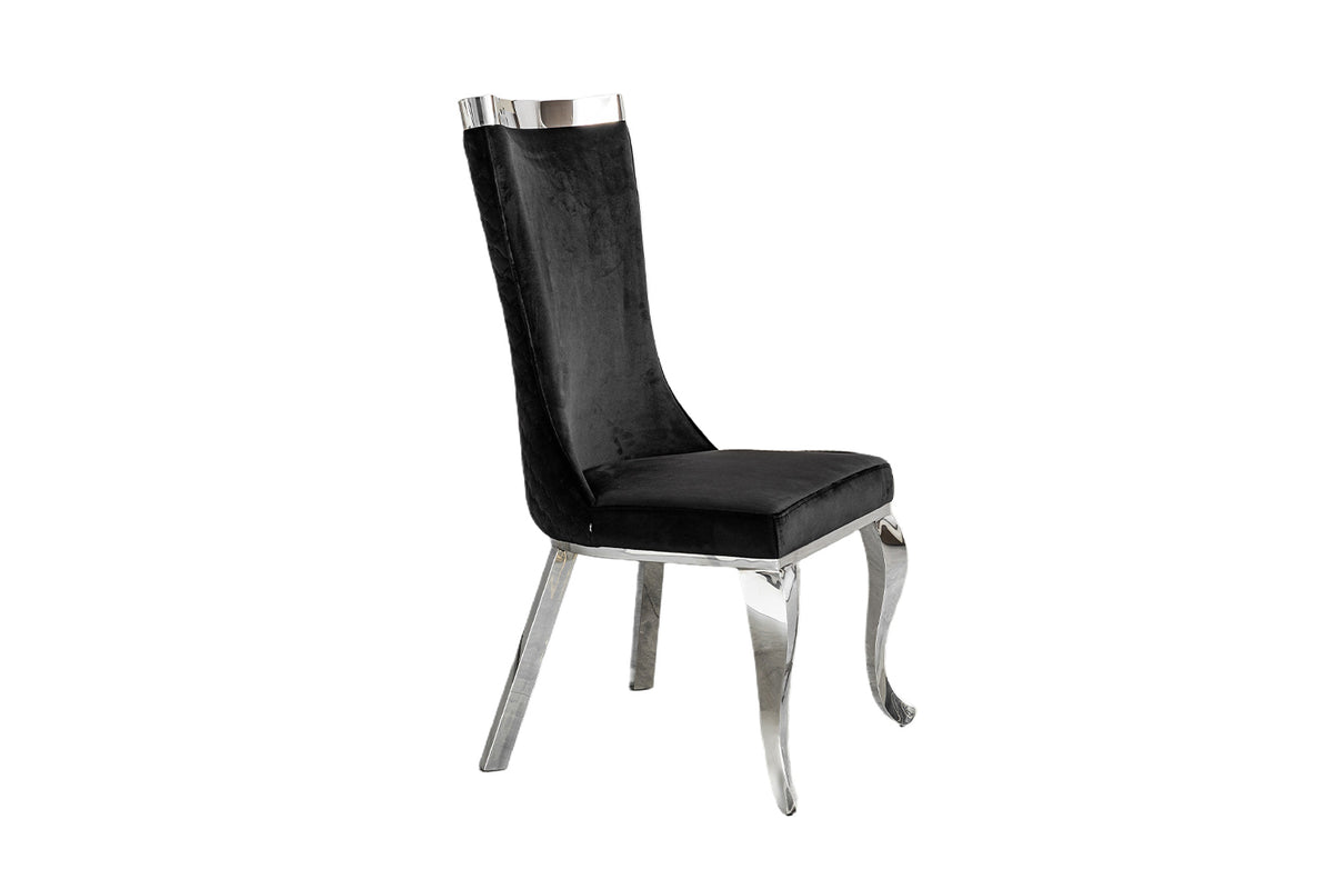 KAWOLA Esszimmerstuhl SELENA Barock Velvet schwarz