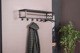 KAWOLA Garderobe ADORA Akazie Metall Hutablage 6 Haken schwarz