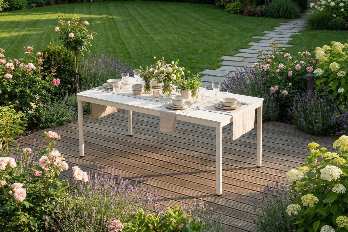 KAWOLA Gartenmöbel Set LUSHA 7-tlg. Stahl dunkelgrau
