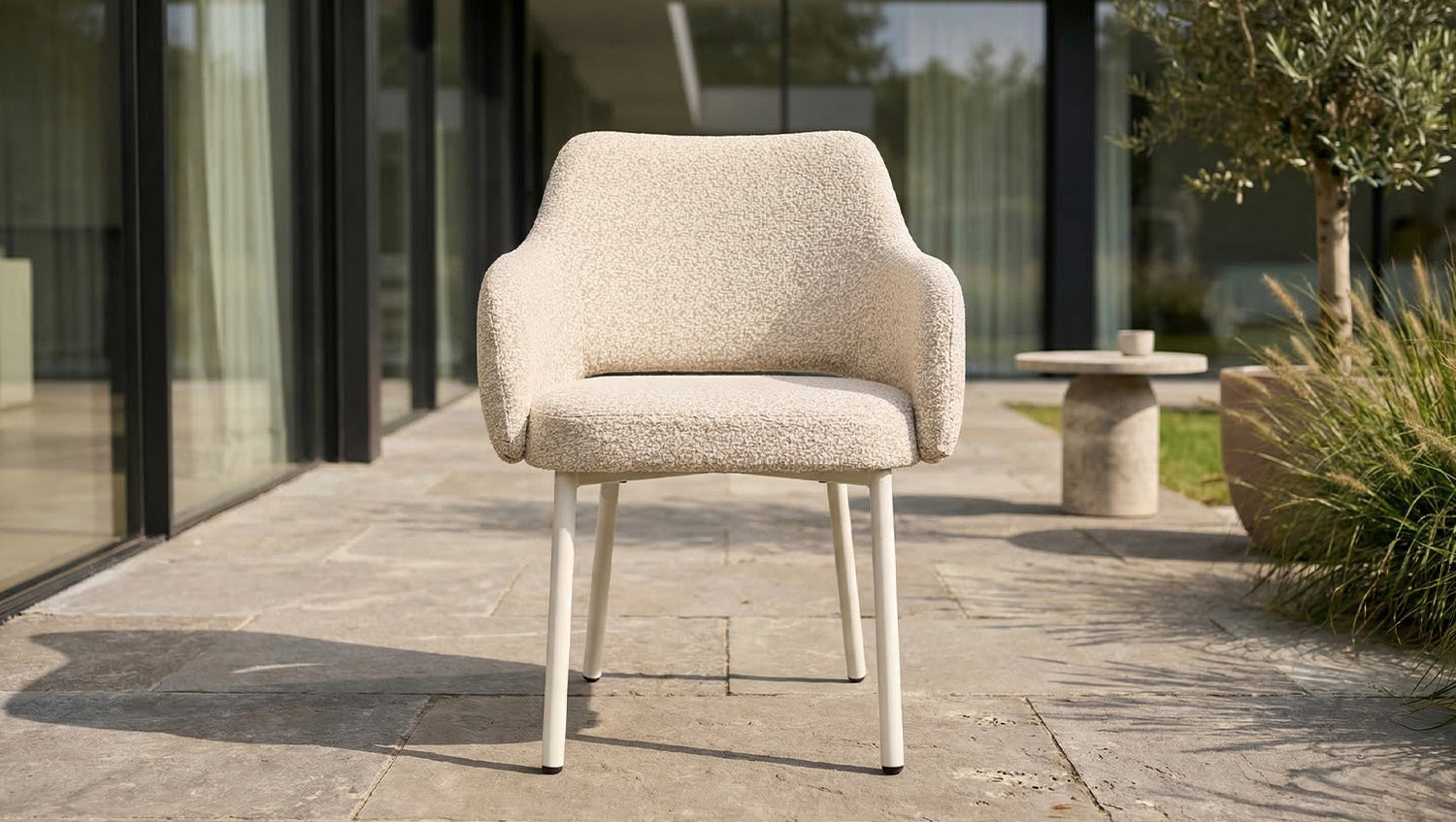 KAWOLA Gartenstuhl AMUR Outdoor Stoff cremefarben
