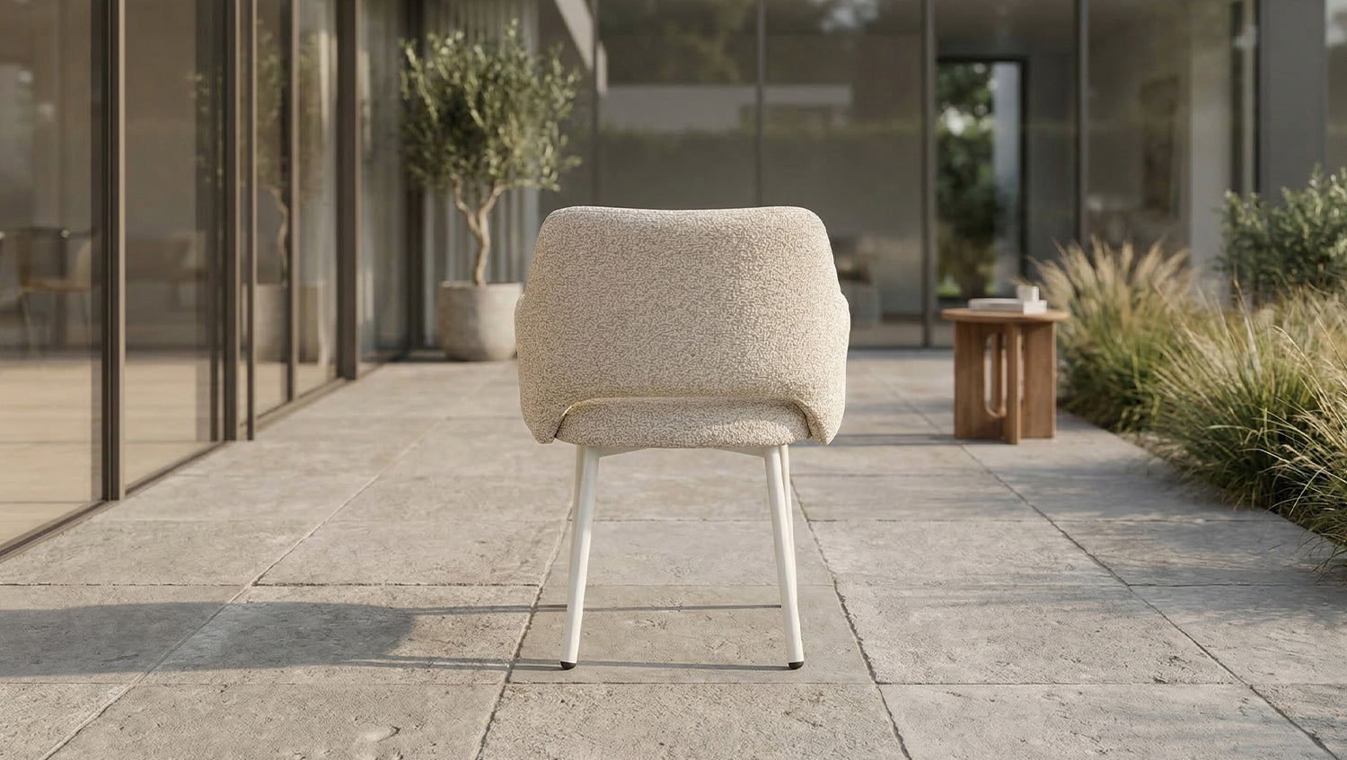 KAWOLA Gartenstuhl AMUR Outdoor Stoff cremefarben
