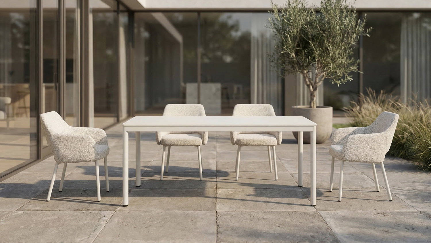 KAWOLA Gartenstuhl AMUR Outdoor Stoff cremefarben