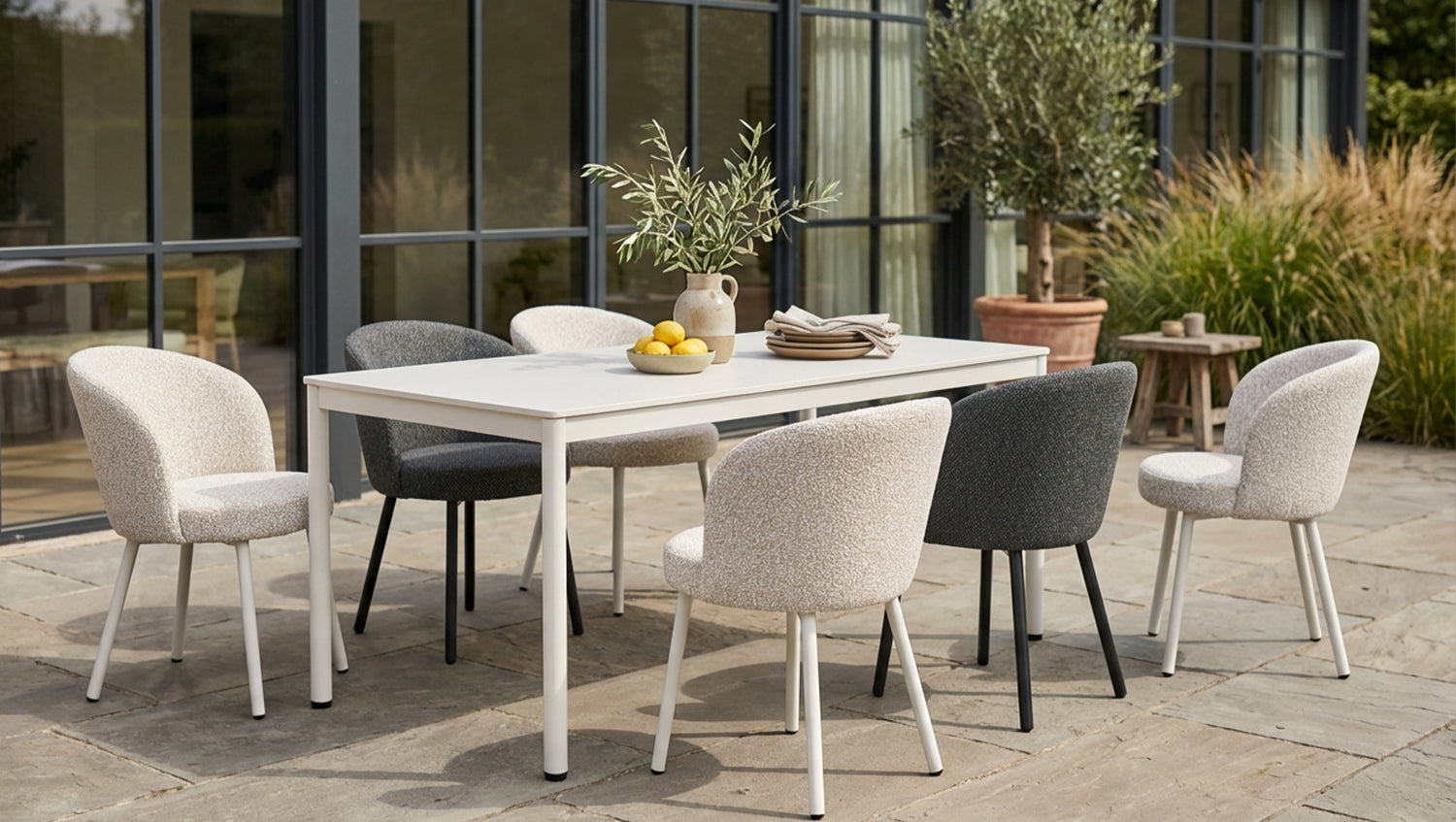 KAWOLA Gartenstuhl INDUS Outdoor Stoff cremefarben
