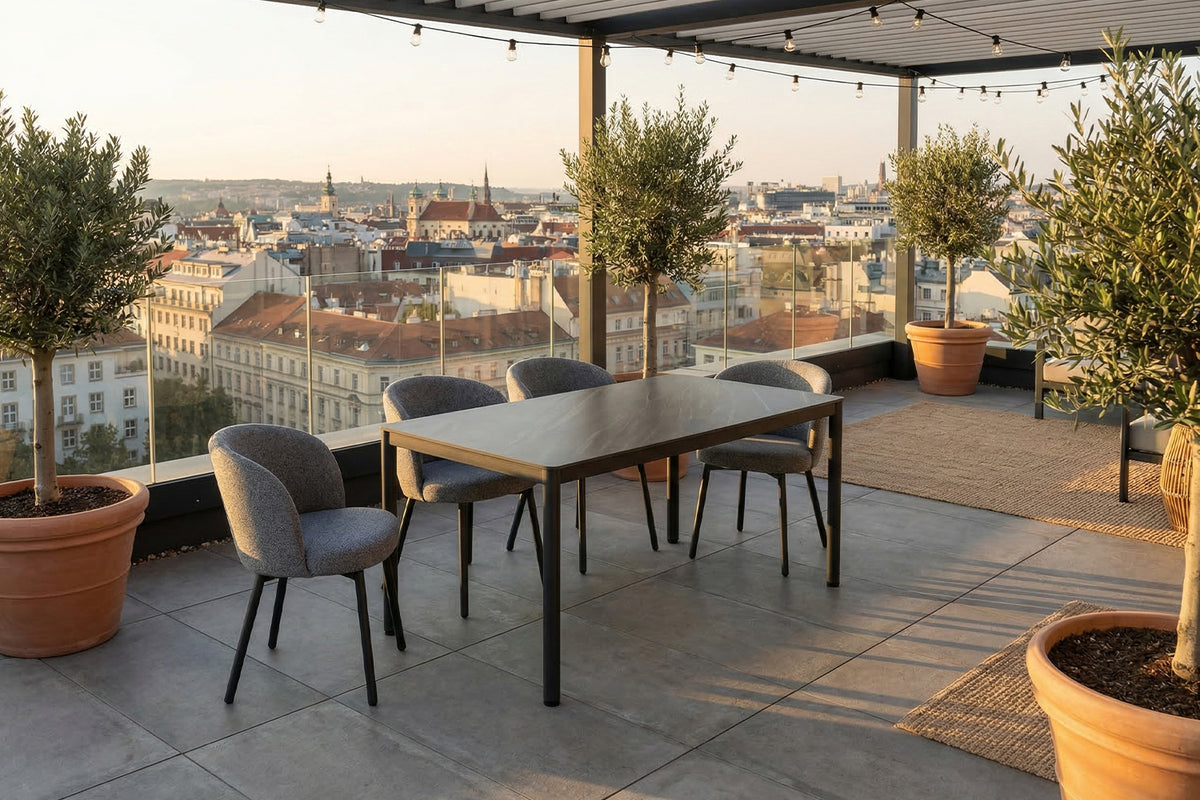 KAWOLA Gartenstuhl INDUS Outdoor Stoff grau