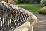 KAWOLA Gartenstuhl KISO Outdoor weiß mit Kissen Rückenlehne Rope grau