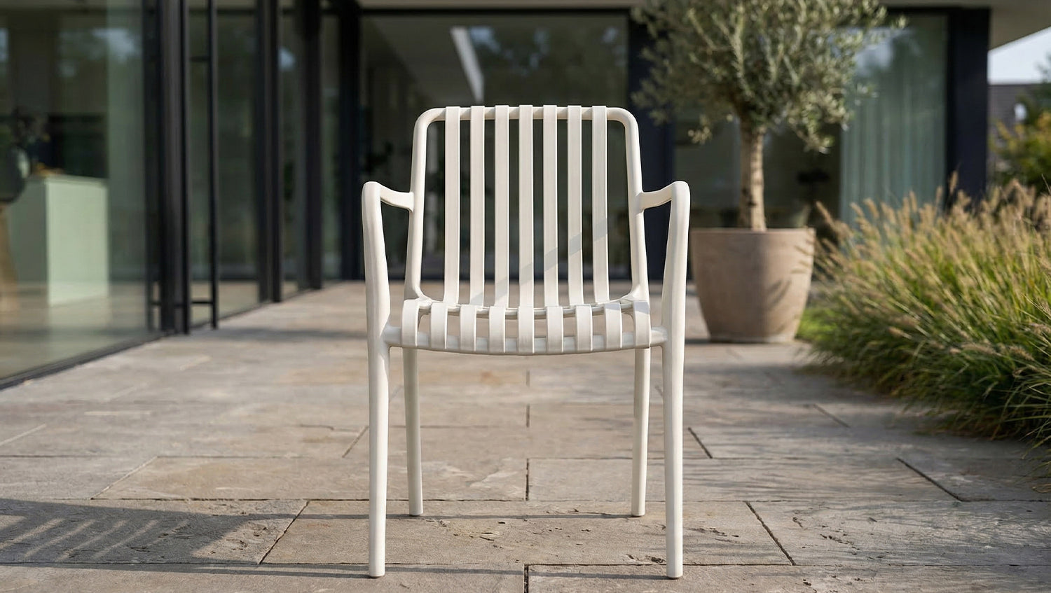 KAWOLA Gartenstuhl MIAVA Outdoor stapelbar Kunststoff cremefarben