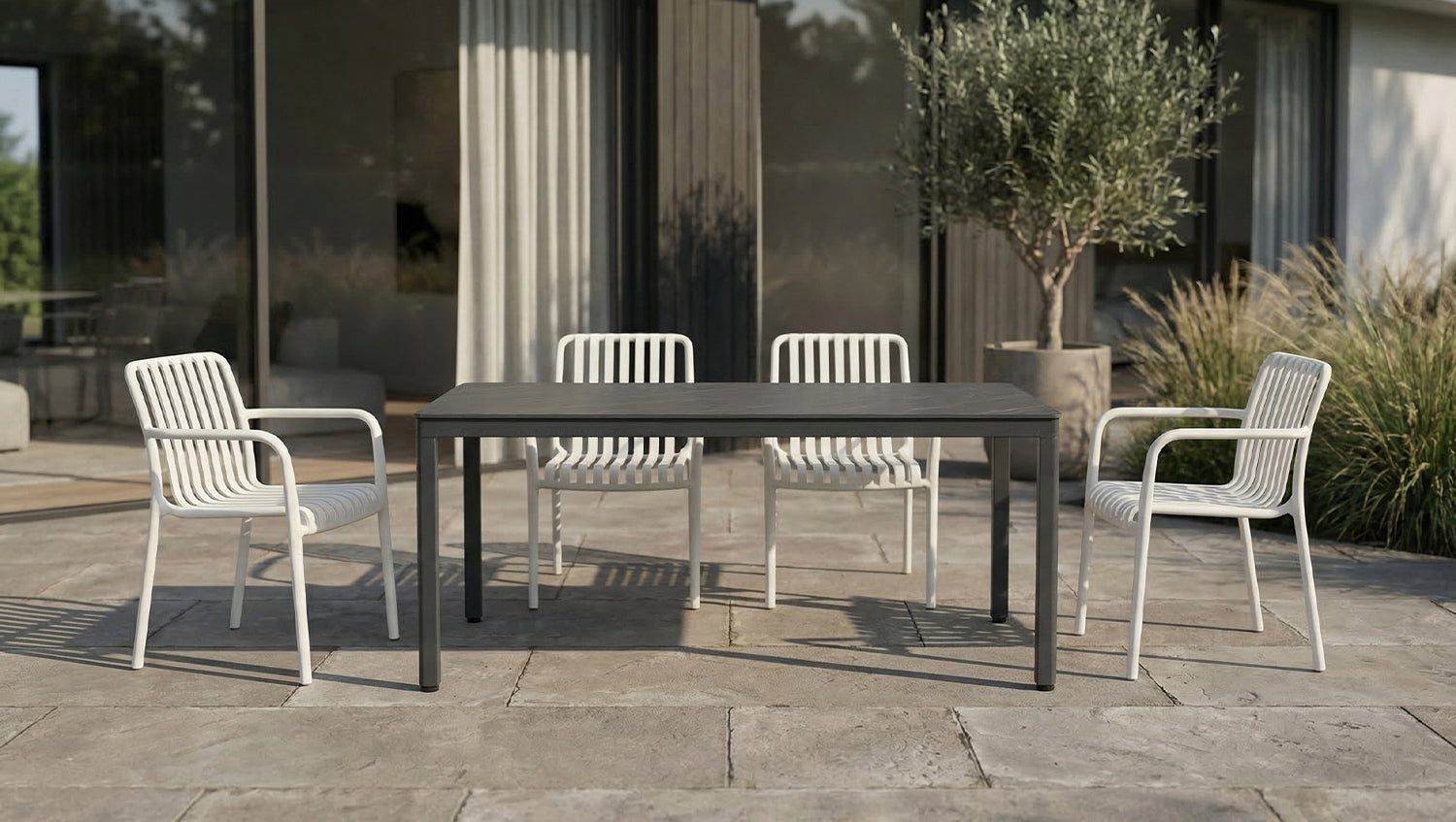 KAWOLA Gartenstuhl MIAVA Outdoor stapelbar Kunststoff cremefarben