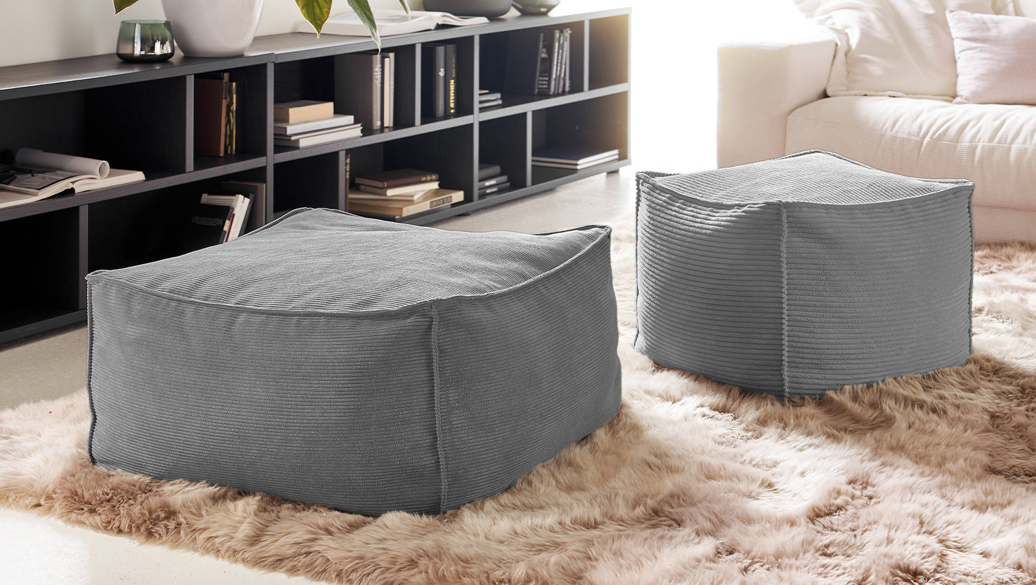 KAWOLA Hocker ALEA Cord grau