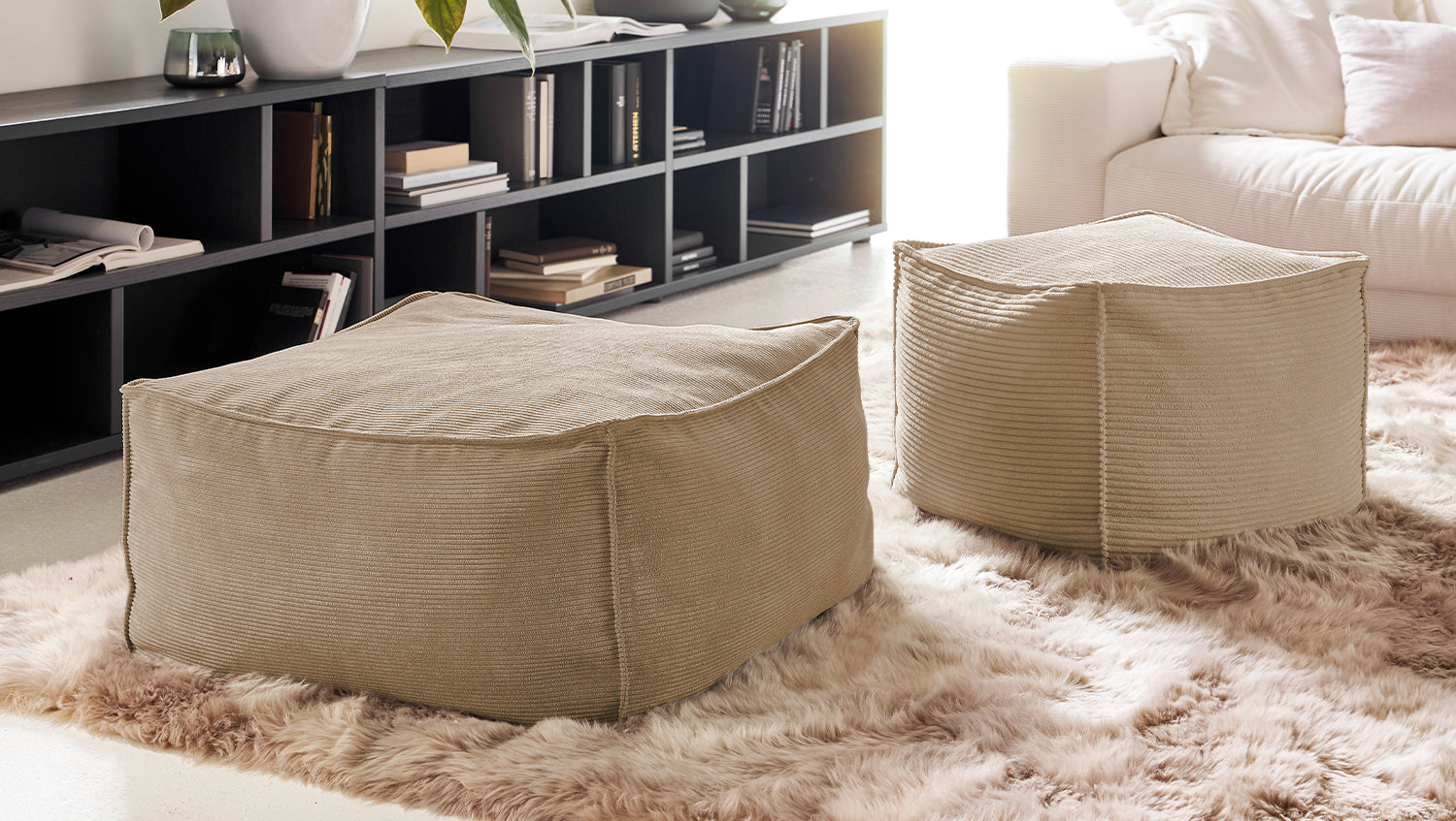 KAWOLA Hocker ALEA Cord taupe