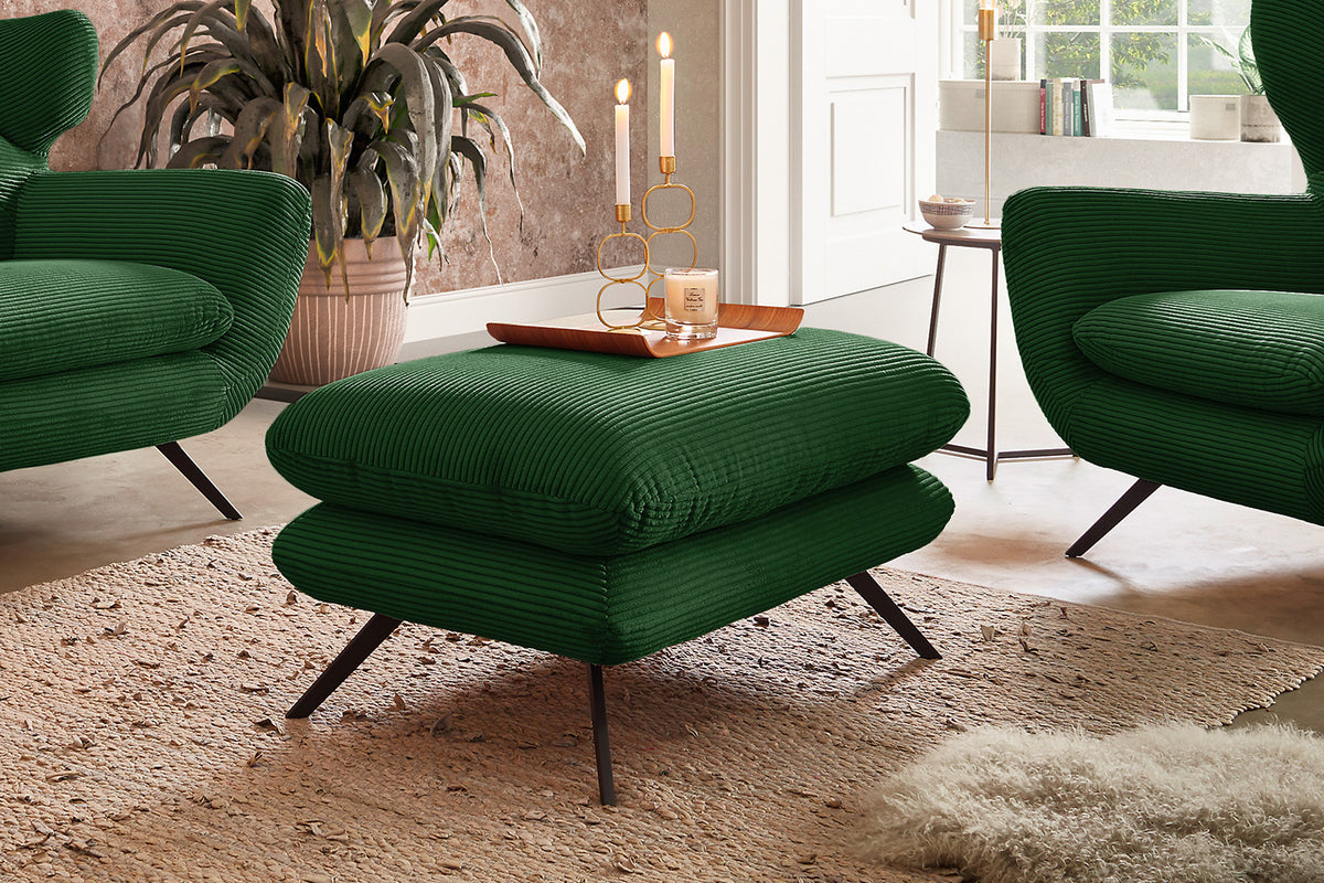 KAWOLA Hocker CHARME Hockerbank Cord smaragd