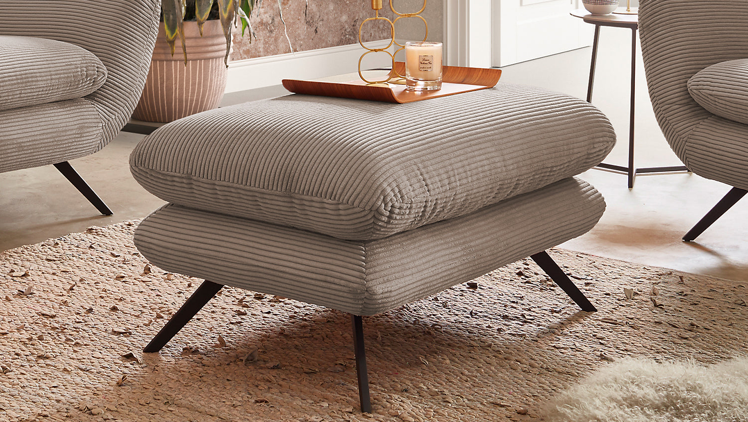 KAWOLA Hocker CHARME Hockerbank Cord taupe