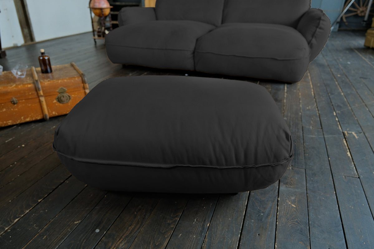 KAWOLA Hocker DAVITO Megahocker Polsterhocker Leder schwarz