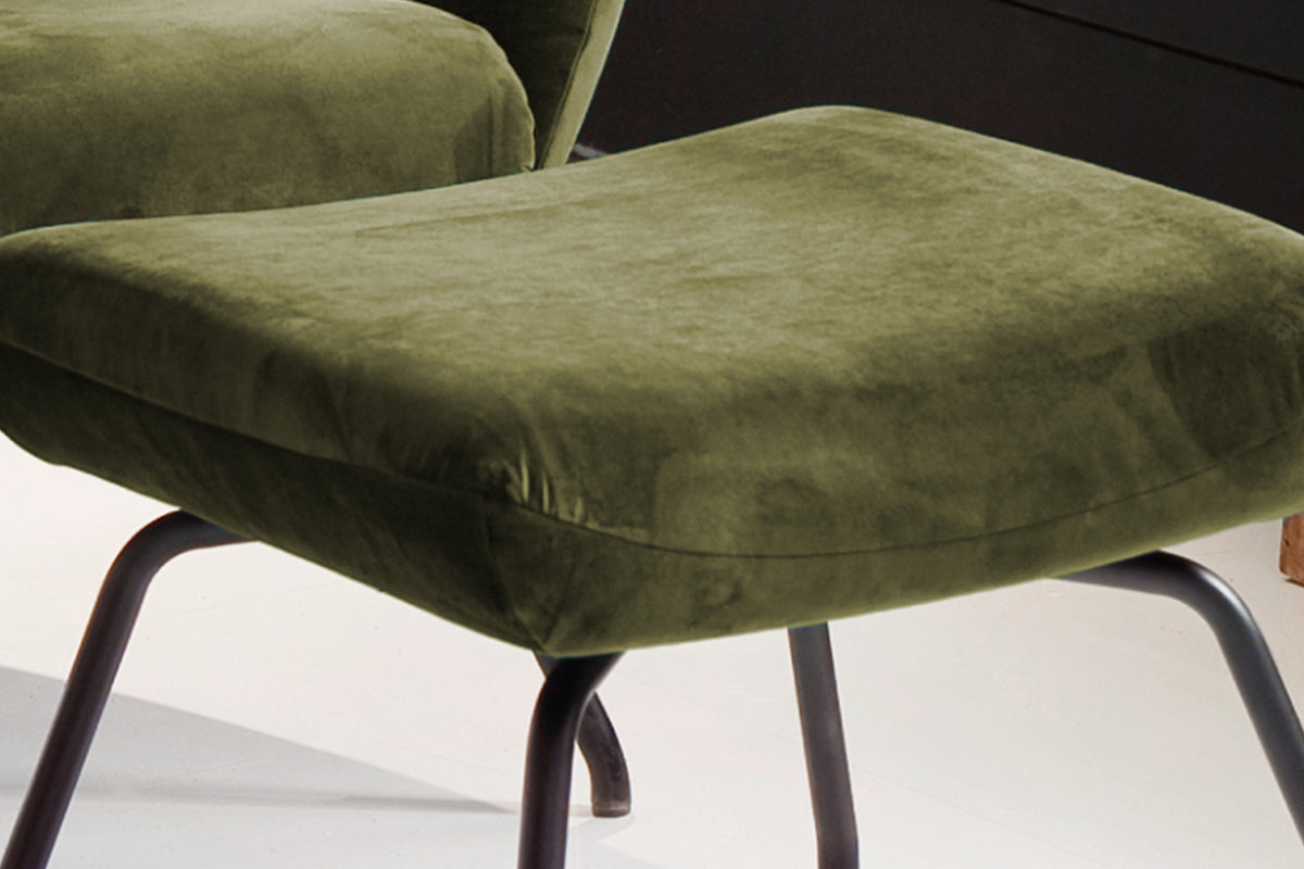 KAWOLA Hocker LOTTE Polsterhocker velvet olivgrün