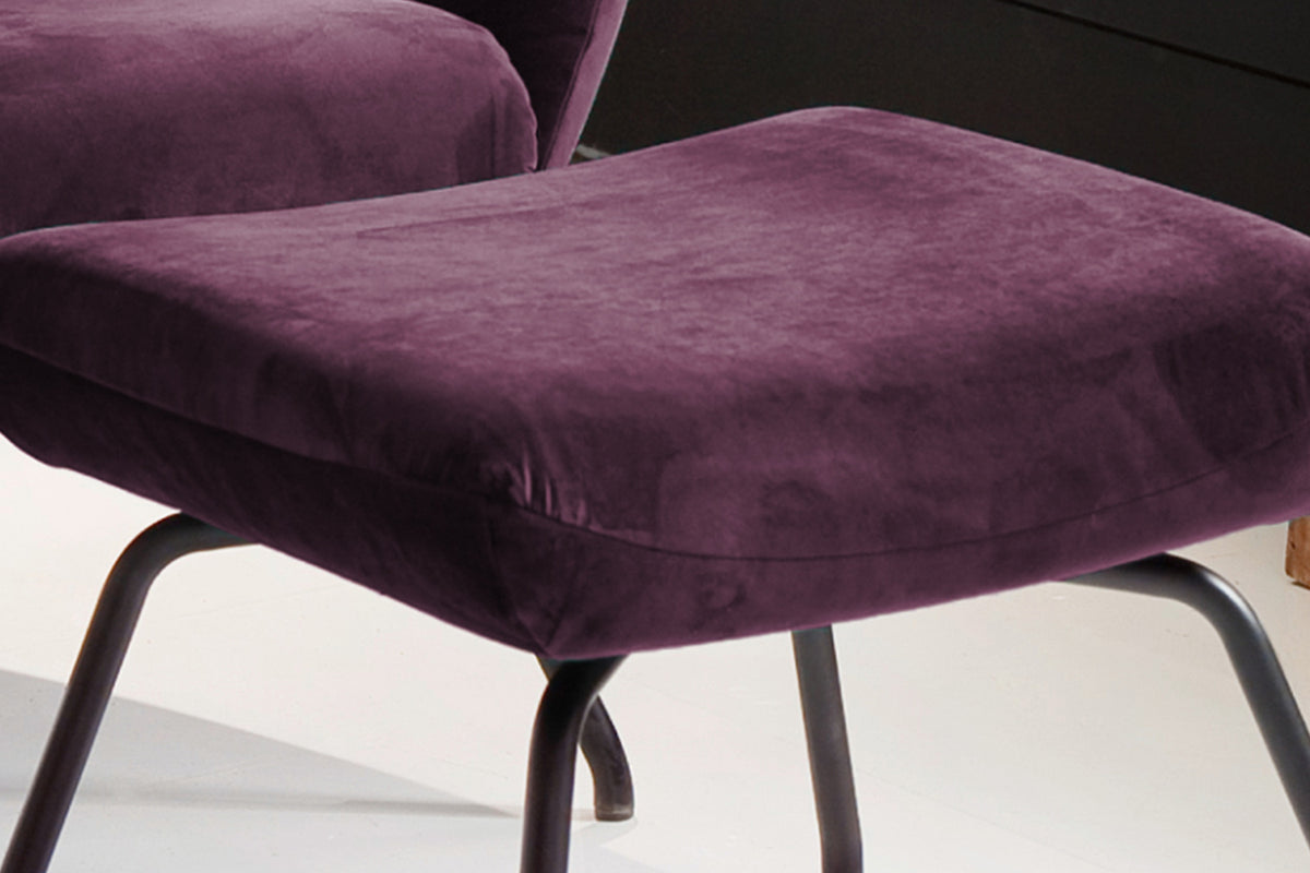 KAWOLA Hocker LOTTE Polsterhocker velvet purple