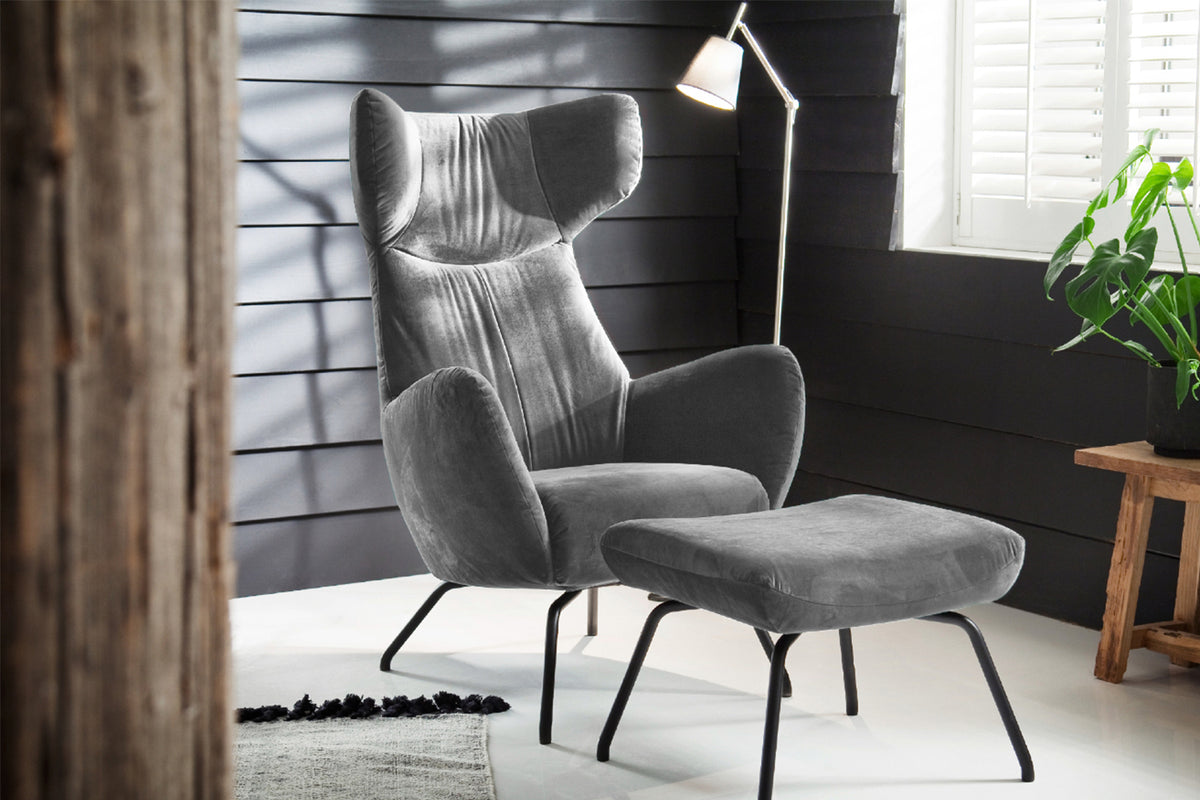 KAWOLA Hocker LOTTE Polsterhocker velvet silber
