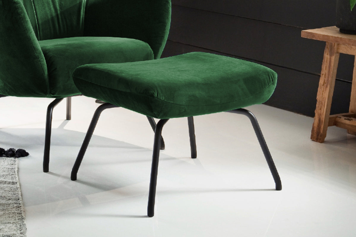 KAWOLA Hocker LOTTE Polsterhocker velvet smaragd